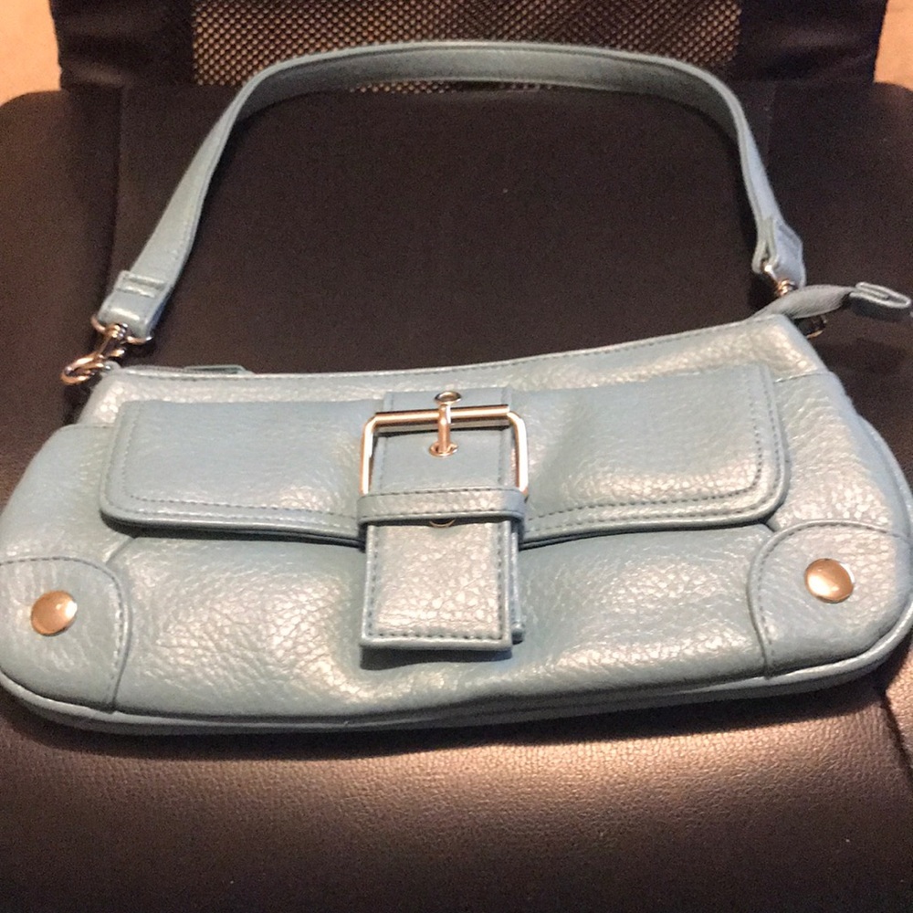 Light baby blue clutch or shoulder bag